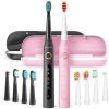 2 Packs Sonic Electric Toothbrushes Lot Rechargeable for Adults & Teens 10 Brush Heads 2 Travel Cases,5 Modes with Smart Timer Lightweight for Travel