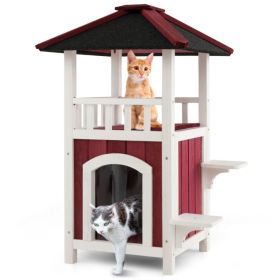 34"H Wooden Cat House