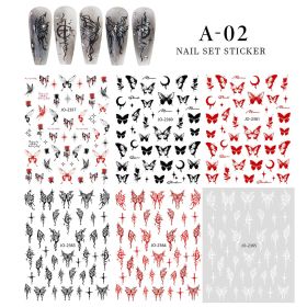 6PCS a Bag New Decoration Nail Stickers Ins Colorful 3D Floral Butterfly Laser Design DIY Adhesive Nail Sticker (Kinds: A-02)