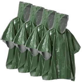 Emergency Rain Poncho Weather Proof Outdoor Survival Camping Gear (Type: Camping supplies, Color: Green)