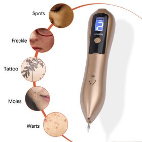 9 Level LCD Face Skin Dark Spot Remover Mole Tattoo Removal Laser Plasma Pen Machine Facial Freckle Tag Wart Removal Beauty Care (Color: Gold)