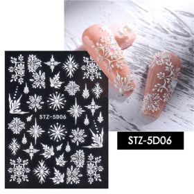 1 piece New nail stickers ins stereo 5D embossed Christmas snowflake French adhesive nail stickers (design: STZ-5D06)