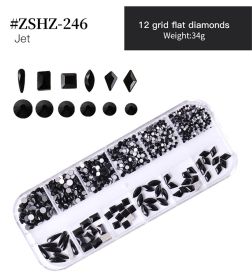 1Box Crystal Transparent AB Nail Art Rhinestone DIY Non-thermal Repair Flat Acrylic Nail Stone 3D Nail Art Decoration (design: #ZSHZ-246)