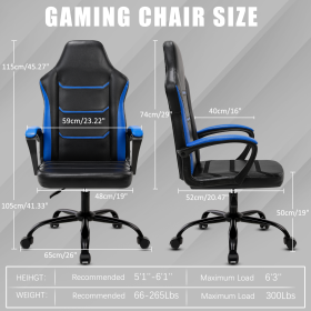 Ergonomic Gaming Chair, Comfortable Computer Chair for Heavy People, PU Leather Video Game Chairs for Adults, Adjustable Office Chair Gamer Chair (Color: Blue)